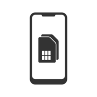 A black smartphone with a sim card in it png
