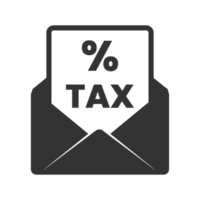 A black envelope with a tax sign on it png
