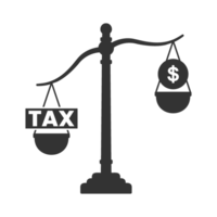 Taxes and money on a scale png