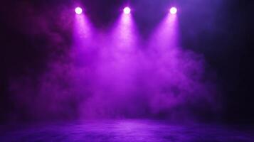 Mystic purple illumination, stage lights, and swirling haze create ethereal backdrop effect photo