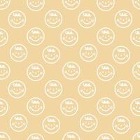 seamless minimal smile line art repeat pattern in yellow background vector