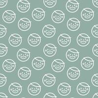 seamless minimal smile line art repeat pattern in green background vector