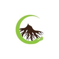 A logo for a company that has a tree and roots vector