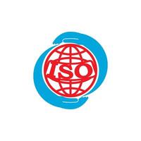 The logo for iso is shown with two hands holding a globe vector
