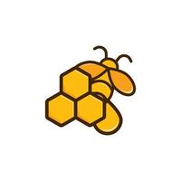 A bee with honeycomb on top of it vector