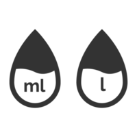 Two drops of liquid with the word ml and ml png