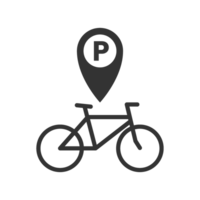 A bike with a parking pin icon on it png