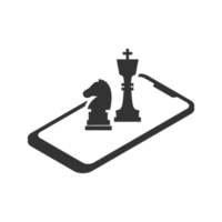 illustration of smartphone chess icon in dark color and transparent background png