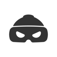 A black and white image of a hat with a mask png