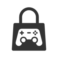 illustration of game shop icon in dark color and transparent background png