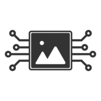 A black and white image of a computer chip png