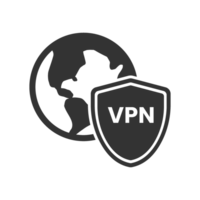 The vpn logo with a globe and shield png