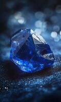 Enigmatic Blue Crystal Formation Displayed on a Textured Surface Evoking Natural Beauty photo