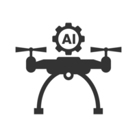 A black and white illustration of a drone with gears png