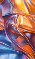 Iridescent flow melding contrasting hues in a captivating display of refraction and form photo