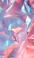Iridescent foil surface with dynamic folds and reflections, a captivating interplay of colors photo