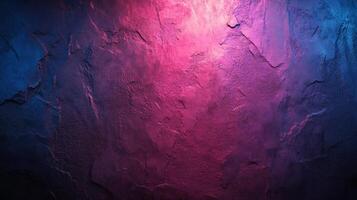 Abstract textural wall art with pink and blue illumination creating a dynamic gradient photo