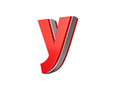 Vibrant Red Small Letter y Gleams With Its Sleek Metallic Design With Sharp Edges 3D Illustration png