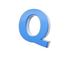 Blue Capital Letter Q Gleams With Its Sleek Modern Design Bold Font With Sharp Edges 3D Illustration png