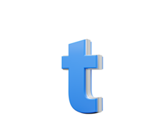 Blue Small Letter t Alphabet t Gleams With Its Sleek Modern Design With Sharp Edges 3D Illustration png