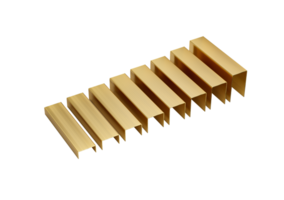 A Series Of Golden Metal Staple Pins Arranged In Parallel Rows 3D Illustration png