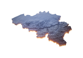 Illuminated Belgium Data Map Highlighting Geographical Features Neon Glow Light 3D Illustration png