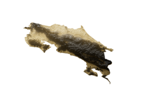 Costa Rica Map Golden Metallic Texture Map Gold Reserves And Gold Mining Concept 3D Illustration png