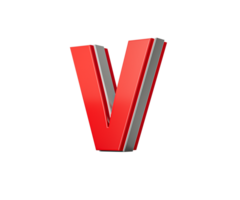 Vibrant Red Capital Letter V Gleams With Its Sleek Design Bold Font With Sharp Edges 3D Illustration png