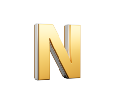 Golden Capital Letter N Gleams With Sleek Modern Design Bold Font With Sharp Edges 3D Illustration png