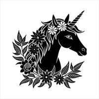 Unicorn face silhouette vector