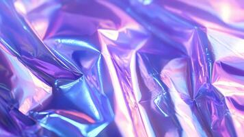 Iridescent Foil Surface with Dynamic Folds and Reflections for a Futuristic Aesthetic photo