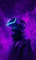 Immersive virtual reality experience enhanced by cutting edge futuristic digital technology photo