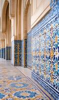 Intricate tilework showcases Moroccan artistry in an architectural marvel of design photo