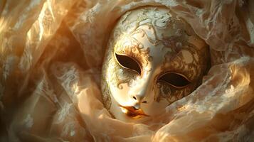 Venetian Elegance, A Glimpse into the Mystique of Carnival Mask and Delicate Fabric photo