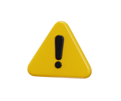 exclamation mark icon 3d render concept of warning or danger, risk, message alert or problem icon png