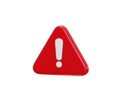 exclamation sign icon 3d render concept of warning or danger risk message alert problem icon illustration png