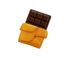 chocolate bar wrapped in a bright wrapper for a sweet treat icon 3d render png