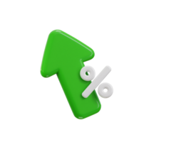 Arrow with percent icon 3d render concept of growth stock market, financial investment, Business and financial icon illustration png