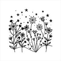 Flowers Field Sky Background. vector