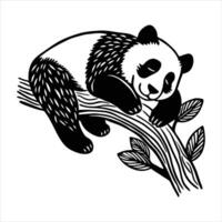 Cute Baby Panda Sleeping On A Branch vector
