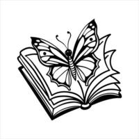 Open book and butterflies flying vector