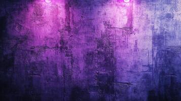 Vivid violet wall texture illuminated by glowing spotlights creating a unique ambiance photo