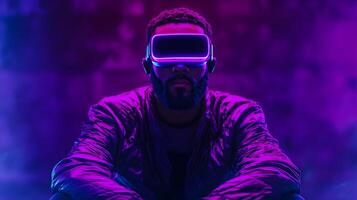 Immersive virtual reality experience with cutting edge technology and futuristic vision photo