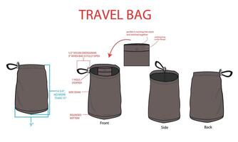 Travel bag with a zipper and a zipper pocket isolated on white background vector