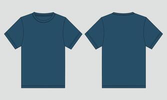 Short sleeve blue color t shirt template for men's isolate don light grey background vector