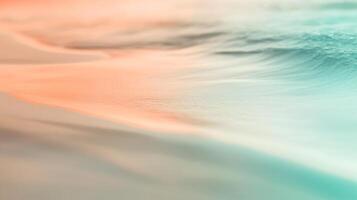 Dreamy beach scene with pastel colors blending seamlessly into a tranquil seashore scenery photo