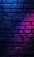 Electric hues dance across an antiquated brick wall creating vibrant textural dimension photo