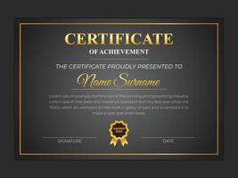 Elegant black and golden gradient certificate design vector
