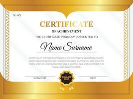 Golden gradient elegant certificate design vector