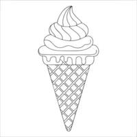 Vintage Ice Cream Drawing Stylish Black White vector